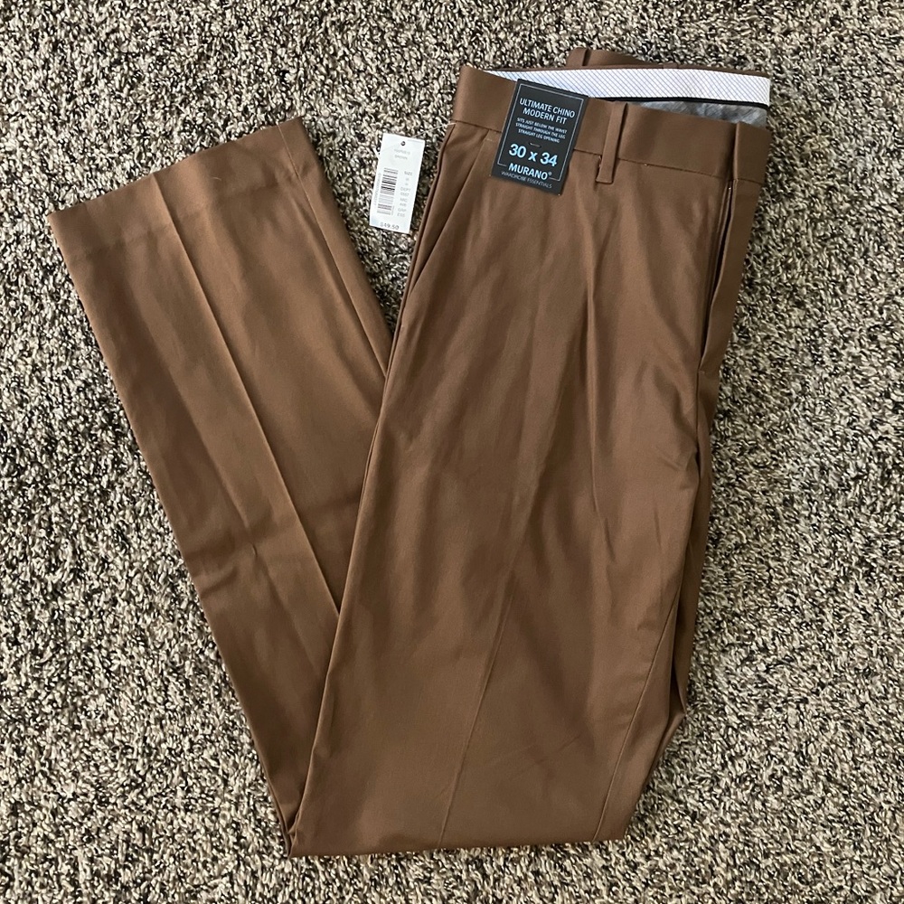 NWT Murano Ultimate Chino Modern Fit Brown Dress Pants Size 30x34